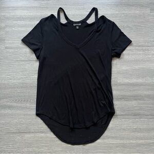 Express Women's Black Cutout Short Sleeve Tee
